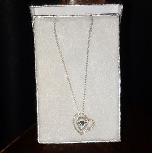 .925 Silver Chain 18inch diamond accents Heart